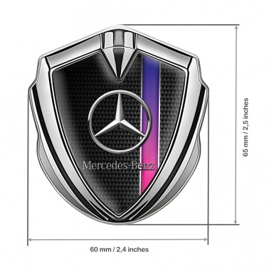 Mercedes Benz Trunk Metal Emblem Badge Silver Black Carbon Color Stripe