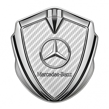 Mercedes Benz Fender Metal Domed Emblem Silver White Carbon Variant