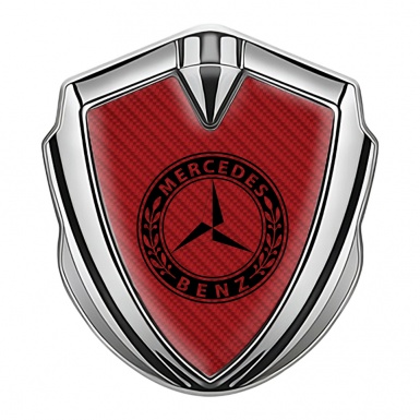 Mercedes Benz Trunk Emblem Badge Silver Red Carbon Black Laurel Ring
