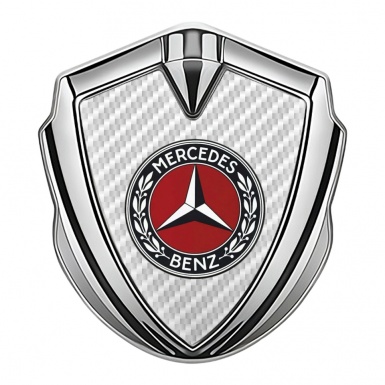 Mercedes Benz 3D Car Metal Domed Emblem Silver White Carbon Circle Logo